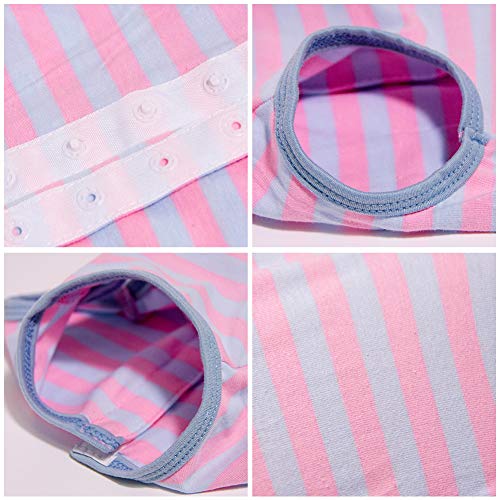 Dog’s Recovery Suit Post Surgery Shirt for Puppy, Wound Protective Clothes for Little Animals(Pink Blue Stripe-XXS) - color: pink blue stripe, size: XX-Small