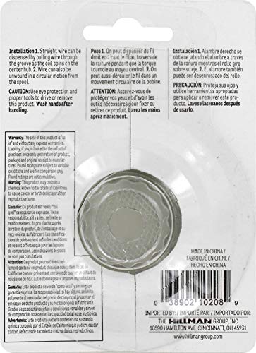 Hillman Hobby Steel Wire, 20 Gauge x 175ft, 1 Roll, Silver | Galvanized steel with zinc finish , 15lb load support for crafts, hanging, bundling, and DIY use , Corrosion resistant