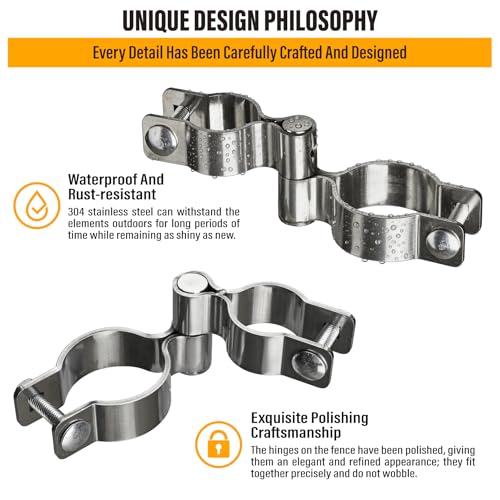 2 Pack 1-7/8" x 1-3/8" Chain Link Fence Gate Hinge, 304 Stainless Steel Heavy Duty Male Female Post Hinges with Bolts and Nuts - color: 1-7/8", size: 1-3/8"
