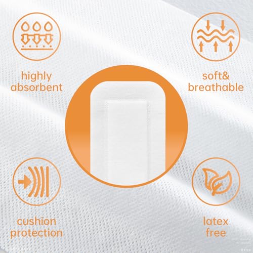 Carbou Island Dressing 4"x10" 25ct Sterile Bordered Gauze Pads Wound Care | Sterile Individually Wrapped packs,Highly Absorbent Adhesive Dressing Pad,Bordered Gauze With Adhesive Border,Island Bandages - size: 4''x10''