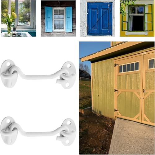 Privacy Hook and Eye Latch Easy Lock for Barn Door, Black (3 INCH-White-2PCS) - size: 3 INCH-White-2PCS
