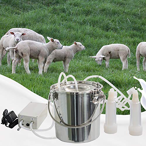 3L Goat Milking Machine,Pulsation Vacuum Electric Milker(Plug-in) | Stable Suction with Stainless bucket