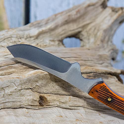 WHISKEY BENT HAT CO. Sendero Caper 440 Stainless Steel Fixed Blade Knife w/Leather Sheath (Sawmill) - color: Sawmill