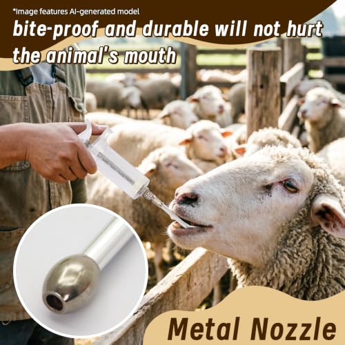 2 Pcs Goat Syringe Reusable Adjustable Goat Drench Syringe with 2 Drench Nozzle and Needles, Feeding Supplies for Cattle, Sheep, Goats, Horse, Pig, Dog (White, 20ML+50ML) - color: White, size: 20ML+50ML