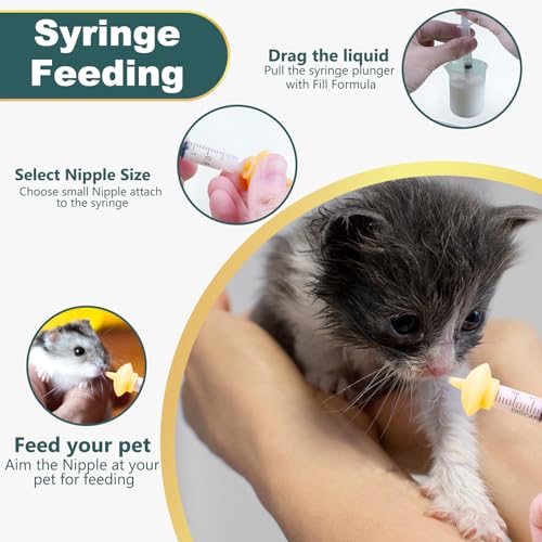 Pet Nursing Kit, Puppy Milk Feeder Bottle, Silicone Feeding Nipple for All Breed of Puppy, Kittens and Other Animals (Grey) - color: Grey