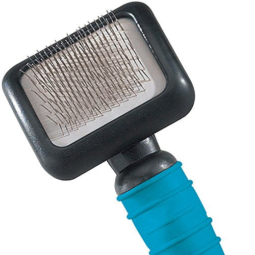 Master Grooming Tools Ergonomic Slicker Brushes — Molded Brushes for Grooming Dogs - Small, 3⅛" x 2½", Teal - size: Small
