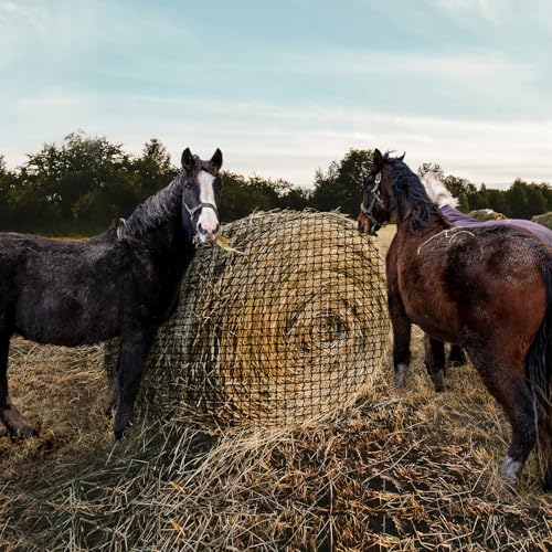 5x5 Ft Knotless Round Bale Hay Net for Horses, Livestock Feeder | Heavy Gauge Knotless Slow Feed Round Bale Hay Feeder, Ideal Feeding Net for Horses, Cattle and Sheep on Farms & Pastures