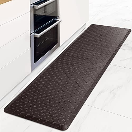 HappyTrends Kitchen Mat Cushioned Anti-Fatigue Floor Mat,17.3"x60",Thick Waterproof Non-Slip Kitchen Mats and Rugs Heavy Duty Ergonomic Comfort Rug for Kitchen,Floor,Office,Laundry,Chocolate | Thick,Soft and Waterproof Non-Slip Mats and Rugs Heavy Duty Er