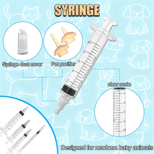 Puppy Kitten Bottle Feeding Kit, Newborn Baby Dog Cat Rabbit Feeding Bottles with Nipples Feeder Pet Nursing Kit