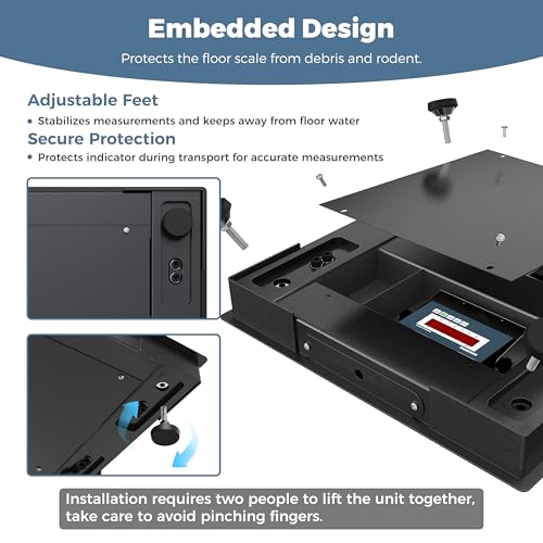 24"x24" Heavy-Duty Industrial Floor Scale, 2500lb x 0.5lb, Black | Precision Pallet Scale with Digital Indicator, Carbon Steel Platform Weighing Scale for Floor Bench Office Weight Weighing - size: 24"x24"-2500LB