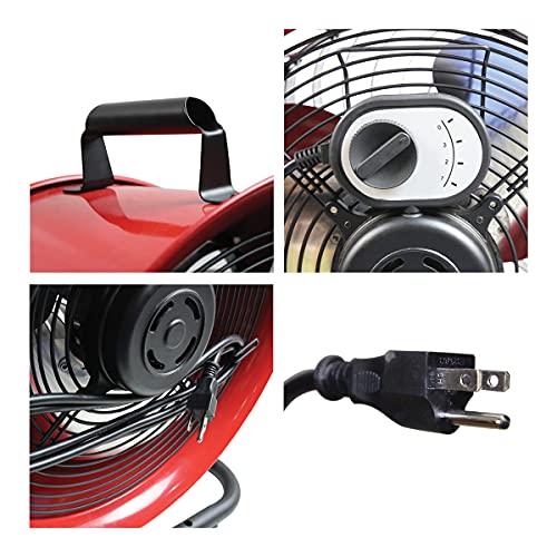 Maxx Air 16" High Velocity Turbo Fan with Pivoting Head - Efficient Air Circulation, High-Velocity Drum Fan Ideal for Home, Garage, or Workshop Use, Durable Construction, Easy Assembly