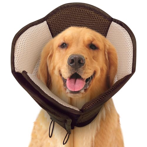 Soft Cone, Large Dog Cone Alternative for Wound Healing, Brown XL - color: Brown, size: X-Large
