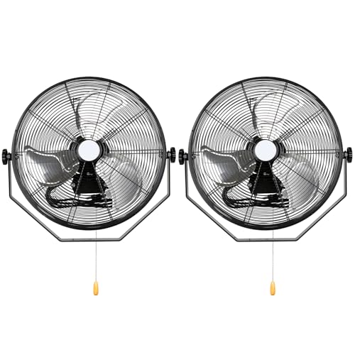 18" Industrial Wall Mount Fan, 4300 CFM 3-Speed High Velocity Wall Fan with Full-enclosed Motor, Heavy Duty Metal Barn Fans for Commercial, Warehouse, Workshop and Garage, 2-Pack - size: 18 in. 2 Pack