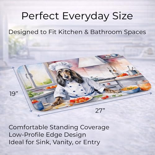 Caroline's Treasures Afghan Hound The Chef Memory Foam Kitchen Mat Machine Washable Anti-Fatigue Mat Cushion Comfort Bath Mat or Kitchen Rug - color: Afghan Hound 6180