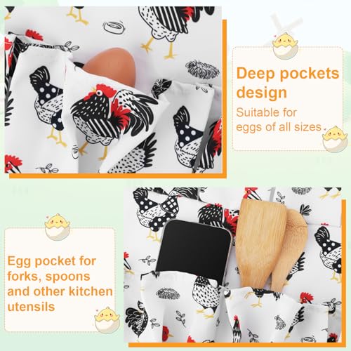 Egg Collecting Apron and Basket, Egg Gathering Apron for Fresh Egg | 14 Pouches Chicken Egg Apron with 7 Pouches Basket, for Chicken, Duck, Goose, Bird, Various Poultry Collection