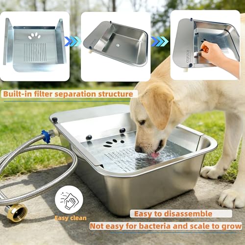 Automatic Water Dispenser for Dogs Slow-Drink,Splash-Proof Design | 3 Gallon Stainless Steel Outdoor Drinking Bowl Self-Filling Water Bowl for Large Dogs,Suitable for Cats,Dog(11L-A) - color: Flat Lid