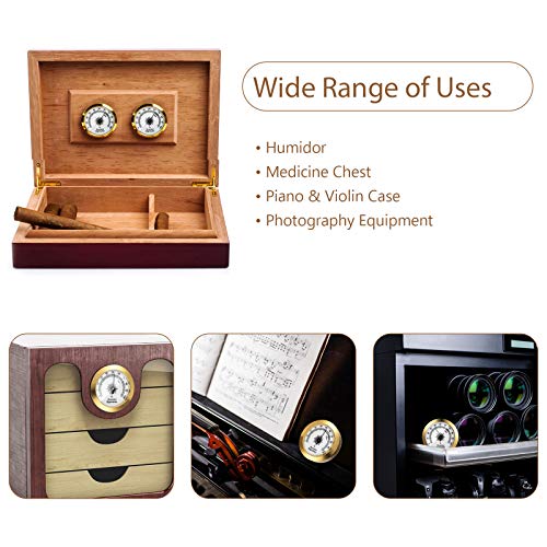 Frienda 2 Pcs Hygrometer 2 Inch Round Cigar Humidor Cabinet,Gold | Analog Dial Monitors Humidity, Maintains Optimal Cigar Moisture, Clear Scale Easy to Read, Ideal for Humidor Storage Boxes - color: Gold