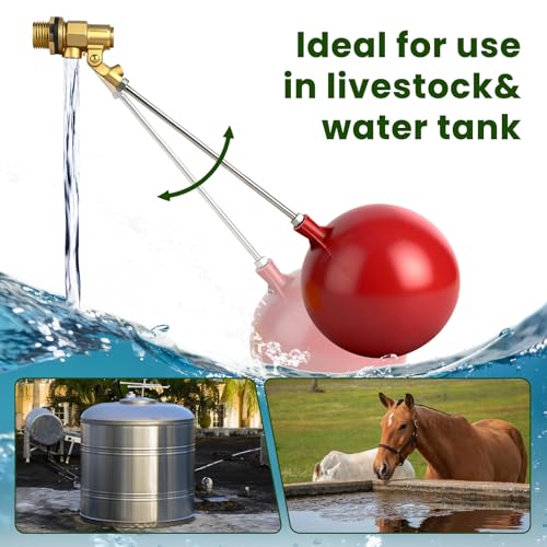Stainless Steel Float Valve for Water Tank, Automatic Water Level Control Valve with Adjustable Rod, 1/2" & 3/4" NPT Fill Valve for Livestock Water Trough, Farm and Storage Tanks - size: 20m'm/0.78inch
