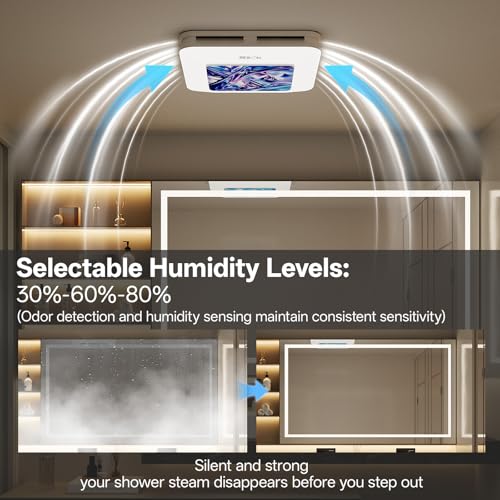 RexTact Bathroom Fan with Humidity Sensor,230 CFM 1.0 Sone Bathroom Exhaust Fan with Light,Ventilation and Exhaust Fan with Remote Control and Timer Function,Violet Blue - color: Violet Blue