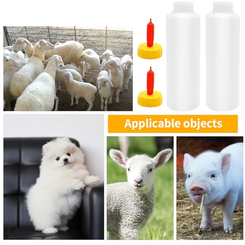 6-Pack 400ml Goat & Lamb Feeding Bottles with Soft Nipples, Kid Livestock Nursing Kit for Baby Goats, Lambs, Calves, Farm Animal Milk Feeder Set