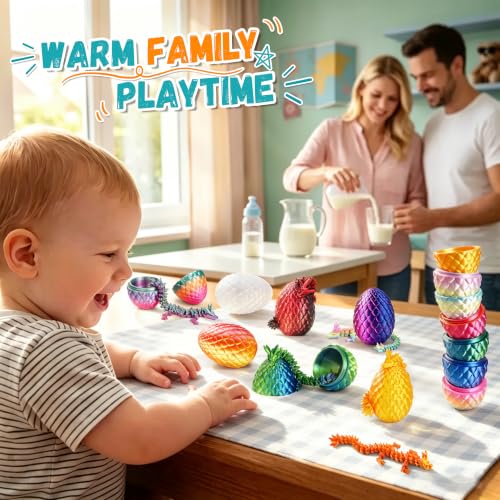 Impossmaker 12pcs 3D Printed Dragon Eggs, Crystal Dragon Toy Gifts | Surprise Dragon Eggs for Party Favors, Fun Goodie Bag Stuffers for Birthdays, Classroom Prizes - style: 12P-S1
