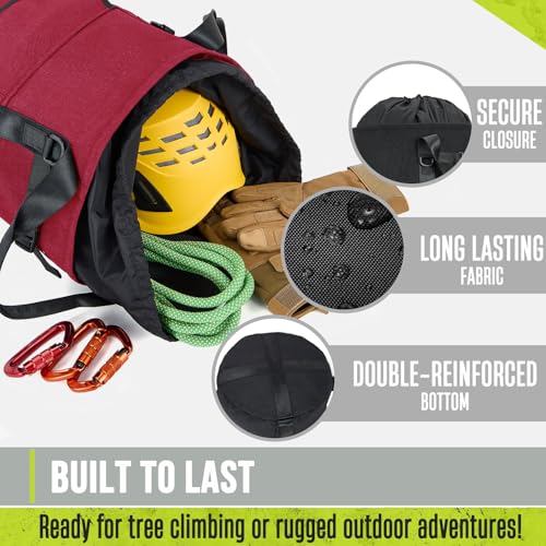Arborist Rope Bag, 35L Tree Climbing Rope Bag, Arborist Equipment Bucket Backpack, Arborist Gear Carrier Bag with Side Pockets, Tough Rock Climbing Backpack, Rock and Tree Climbing Gear - color: Red