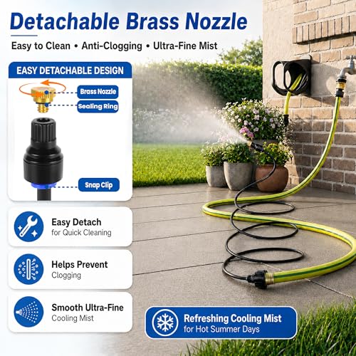 Hose Misters for Outside Patio, 60 Inch Standing Outdoor Mister for Cooling | Hose Misting Sprinkler Cooling System for Chicken Coop, Backyard, Garden, Tanning, BBQ, Pool, and Bird Bath, Black