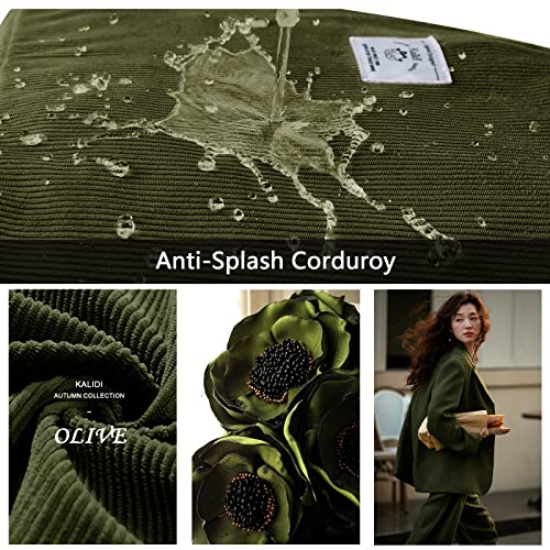 KALIDI Corduroy Tote Bag, Large Slouchy Hobo Messenger Crossbody Bag | Anti Splash Zipper Side Pockets Shoulder Bag Adjustable Strap Lightweight Casual Work Shopping Women - color: Army Green