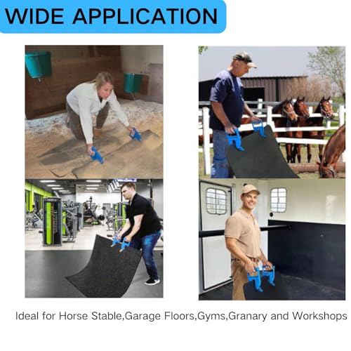 Pair of Heavy Duty Stall Mat Movers – Rubber Mat Grippers Tool for Horse Stalls, Gym & Trailer Mats, Ergonomic Mat Puller Saves Back & Hands, Easy Lift & Move (2 Pack)