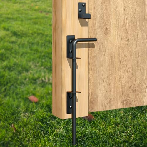 12" Cane Bolt Gate Drop Rod Heavy Duty Gate Hardware, Gate Ground Latch for Wood Metal Vinyl Gates Doors Stopper for Gate Ground, Wrought Iron Gate Latches, Black Finish-1 Pack - size: 12 Inch