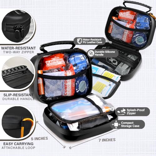 EVERLIT Pet Medic First Aid Kit | 95 Pcs Vet-Approved Medical, Outdoor & Emergency Supplies for Dogs, Cats, Animal Care | Travel-Friendly Compact Bag for Home, Car and Travel (Raven Black) - color: Clear