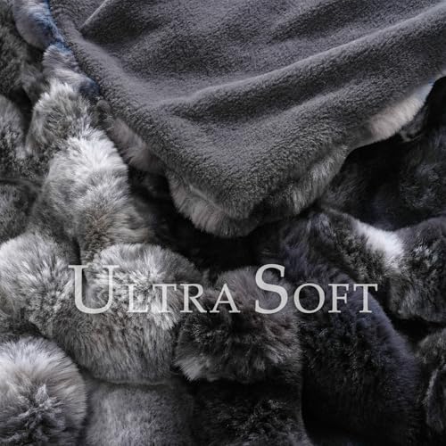BENVWE Fluffy Faux Fur Throw Blanket for Couch, Soft Plush Thick Cozy Fuzzy Luxury Minky Bubble Blanket for Home Living Room Decor Gift for Women, Tie-dye Grey, 50" x 60", 1100GSM - color: Tie-dye Grey, size: Throw(50" x 60")