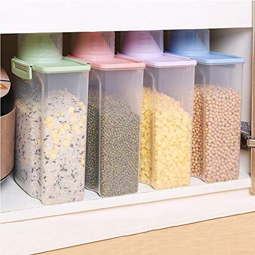 Pet Food Storage Container with Graduated Cup and Seal Buckles Food Dispenser for Dogs Cats (Green) - color: Green