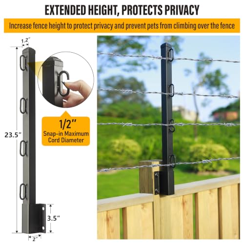 Fence Post Extender, 23.5" Fence Barbed Wire Extend Arm，for Outdoor Fences to Increase Height, Protect Privacy and Pets Jumping Off (8, 23.5in) - size: 23.5in