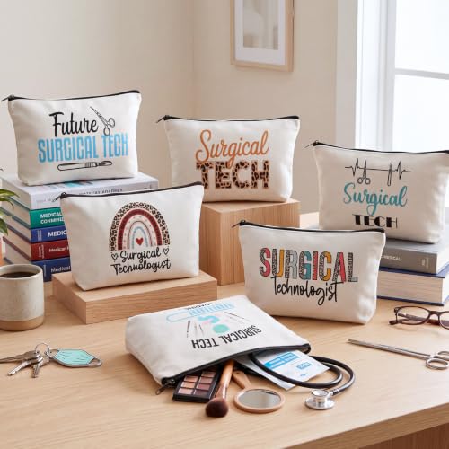 Kacctyen 12 Pcs Surgical Tech Week Gift Bulk Makeup Bags for Women | Surgical Tech Appreciation Cosmetic Bag, Surgical Technologist Thank You Gift for Nurse Doctor Present Travel Pouch - style: Surgical Technologists
