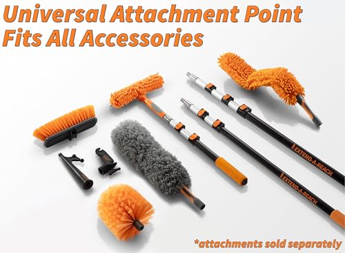30 Foot High Reach Duster Kit with 5-24 ft Extension Pole for Cleaning | High Ceiling Dusting & Window Cleaning Kit with Telescopic Pole, Window Washer Squeegee, Cobweb Duster, Fan & Feather Dusters - size: 24 feet