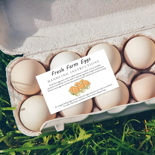 300PCS Fresh Eggs Handling Instructions Cards, 2x3.5" | for Egg Carton, Farm, Supermarket