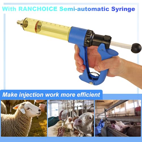 50ML Semi Automatic Livestock Syringe, Adjustable Continuous Repeating Luer Lock Syringe for Cattle Cow Goat Sheep Pig - size: 1-Piece 50ML