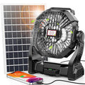 20000mAh Solar Fan with LED Lantern, 10W Solar Panel Rechargeable Battery Powered Camping Fan for Outside, 9 Inch Portable Battery Operated Hurricane Supplies for Picnic, Barbecue, Fishing, Travel