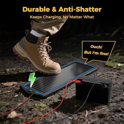 SUNAPEX 12V Solar Battery Charger Trickle Maintainer Kit for Car | Prevents Overcharging with Smart Controller | Waterproof Portable Solar Panel Kit | Fits 12V Batteries for Boats, RVs & More - size: 1.8W