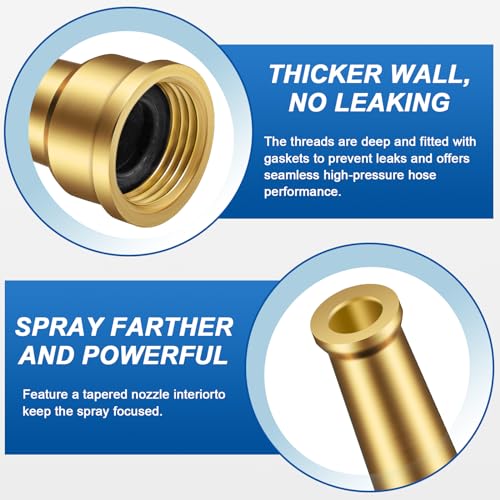 3/4 GHT Brass Garden Water Hose Spray Nozzle, 6 Inch High Pressure Water Hose Jet Nozzle Sprayer Sweeper for Cleaning Clutter, Roads, Yard, Vehicles, Deck, 7 GPM 80 PSI - style: Jet Pattern 1