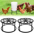 2-Pack Metal Stand for Chicken Feeder Waterer, Heavy Duty Round Iron Supports Rack for Buckets Barrels Equipped Installed with Feeder Waterer Port, for Coop Poultry Indoor Outdoor, Black