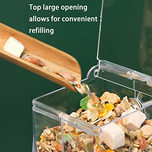 2Pcs Hamster Automatic Feeder 300ml with Brackets | Food Dispenser, Small Animals Food Bowl for Dwarf, Guinea Pig, Chinchilla, Gerbil, Bird, Hedgehog,F erret with 2 Spoons