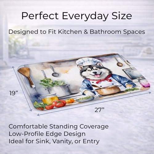 Caroline's Treasures Alaskan Malamute The Chef Memory Foam Kitchen Mat Machine Washable Anti-Fatigue Mat Cushion Comfort Bath Mat or Kitchen Rug - color: Alaskan Malamute 6184