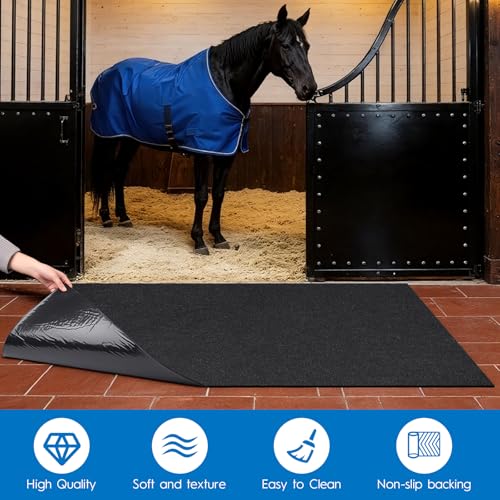 LWFCOEE Horse Stall Mat 4x6 Ft Large Horse Stable Mat Absorbent Non-Slip Washable Floor Mat for Horses Livestock Stables Barns Kennels Garages, Easy to Clean