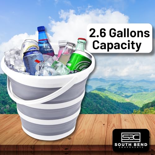 2.6 Gallons Collapsible Bucket with Handle, Space Saving Design Portable Foldable Water Pail for Indoor/Outdoor, Mop, Boating, Camping, and Fishing (1-Pack)