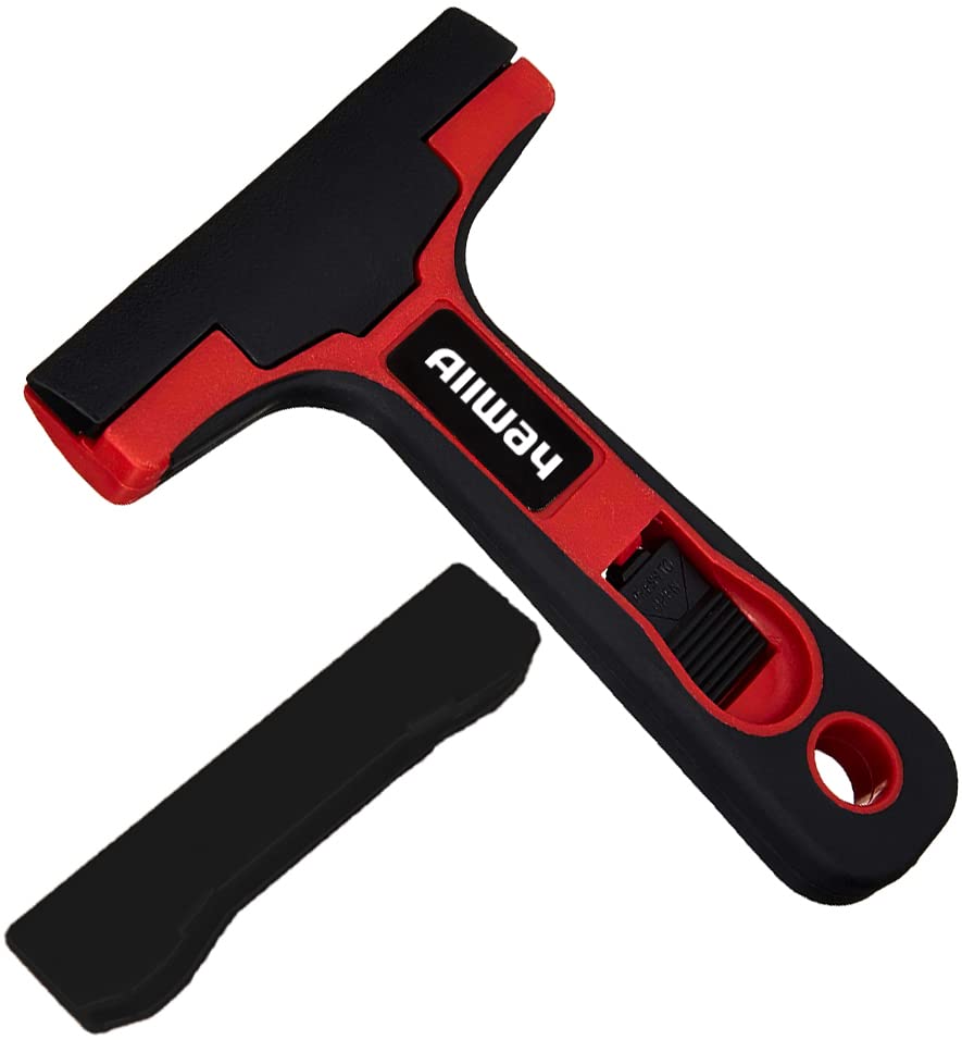 ALLWAY GTS-G Glass & Tile Scraper with Snap-On Blade Guard, 4" | Soft-Grip Handle, Easy Blade Change - style: Glass & Tile Scraper with Guard