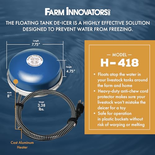 Farm Innovators Ice Chaser Cast Aluminum Floating Tank De-Icer, 1250 Watts | Thermostatically controlled heater operates only when necessary, cast aluminum construction, plastic-safe - color: Floating, size: Single Pack
