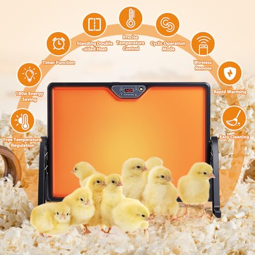 Serinar New Smart coop Heater with Remote Control, Built-in Adaptive Temperature Sensor, Adjustable Temperature, brooder Heating Panels with Timer and Lighting, brooder Panels to Keep Poultry Warm
