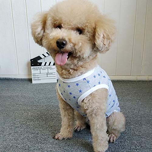 Dog’s Recovery Suit Post Surgery Shirt for Puppy, Wound Protective Clothes for Little Animals(Grey Stars-XXS) - color: grey stars, size: XX-Small